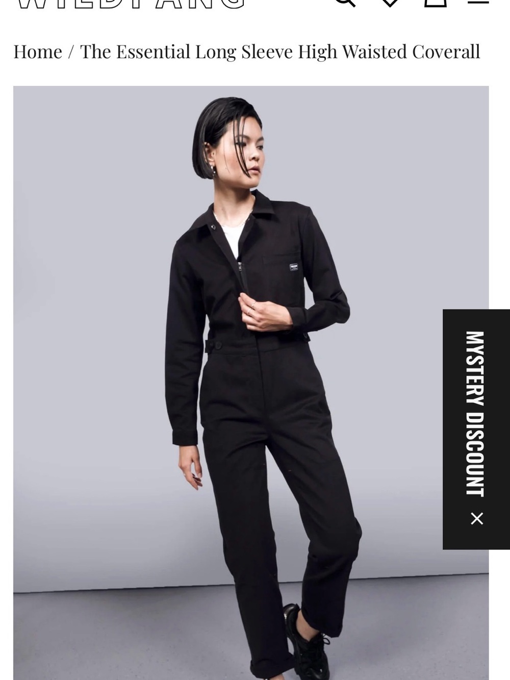 Wildfang Black Long-Sleeve High-Waisted Coverall Jumpsuit